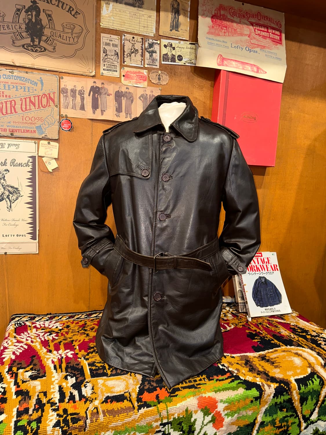 ( L ) 가죽코트 가죽카코트 가죽자켓 워크웨어 아메카지 남자코트 상품이미지2