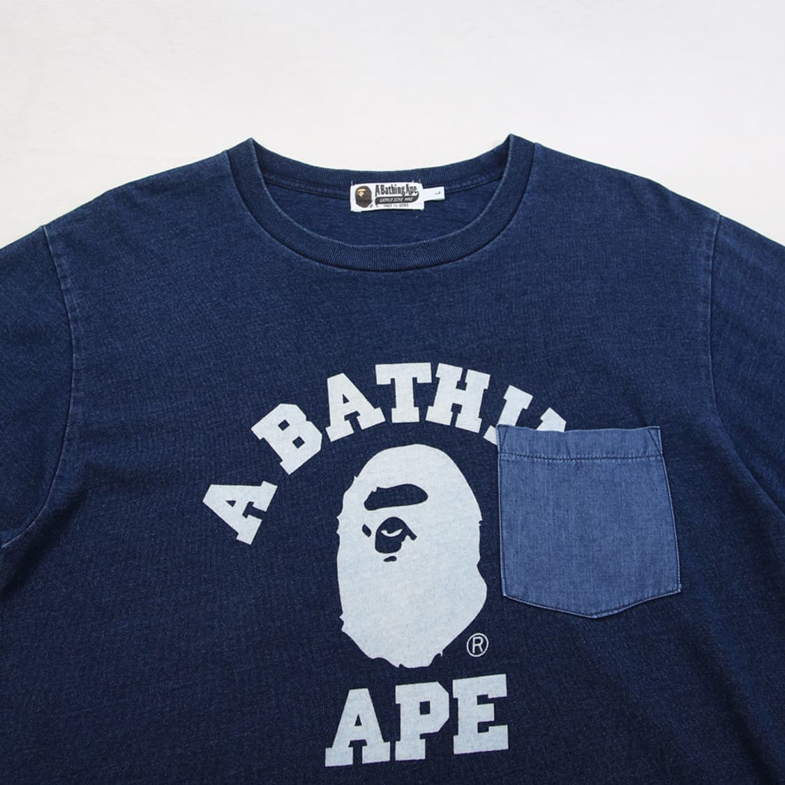 (착용컷) 베이프 A Bathing Ape 인디고 포켓 반팔 티셔츠 L 상품이미지5