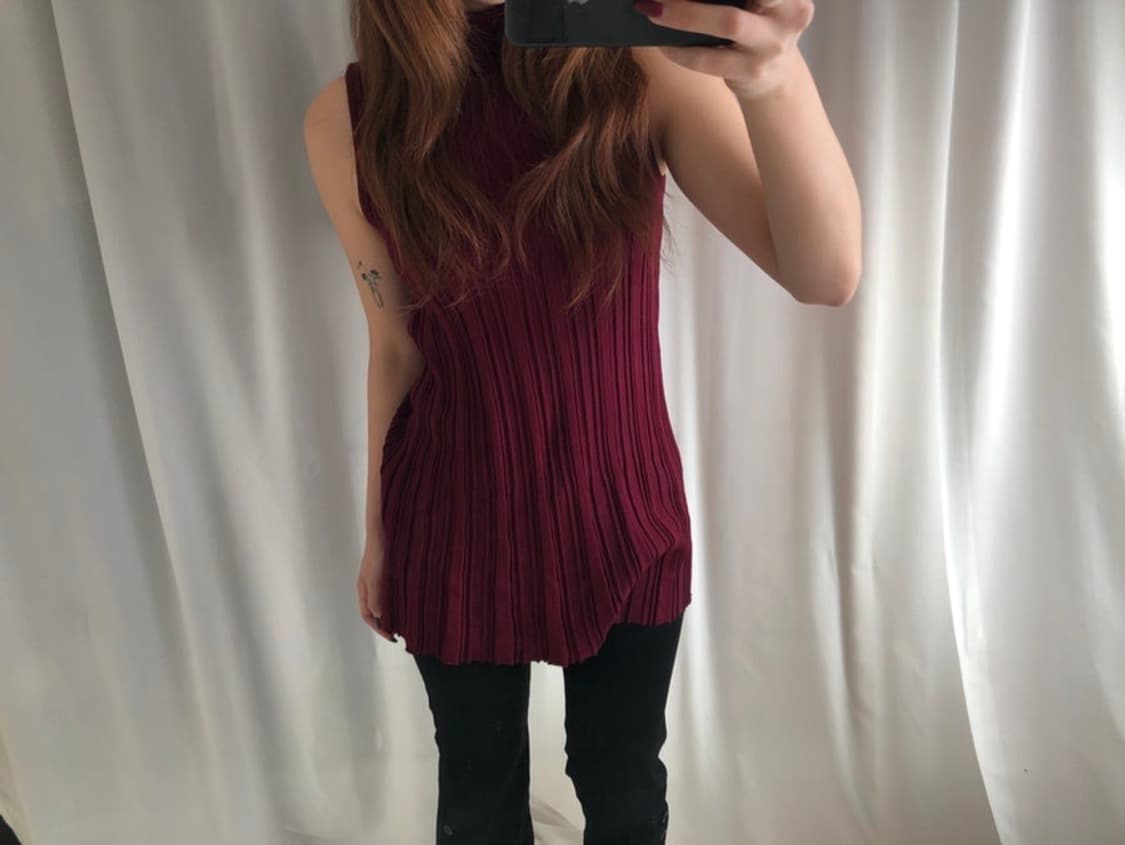 790. burgundy volume pleats dress 상품이미지3