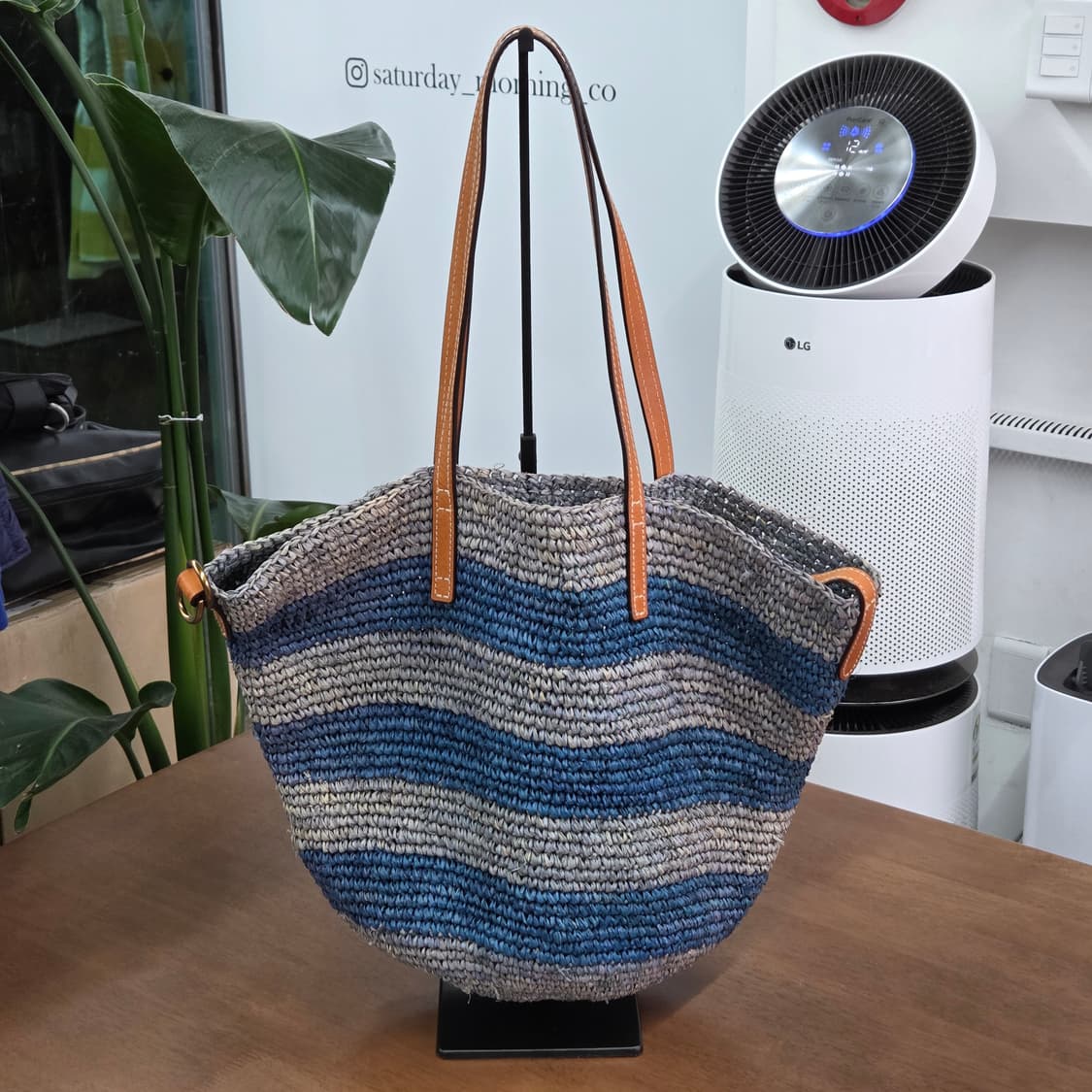 폴로랄프로렌 스트라이프 라피아 토트백  상품이미지3