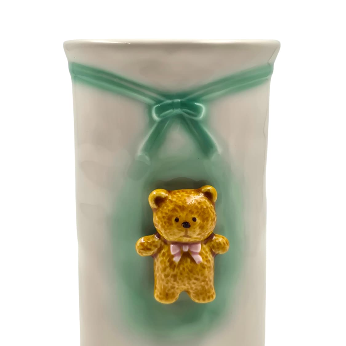 80s 테디베어 피겨린 리본 도자기 기둥 꽃병 상품이미지2
