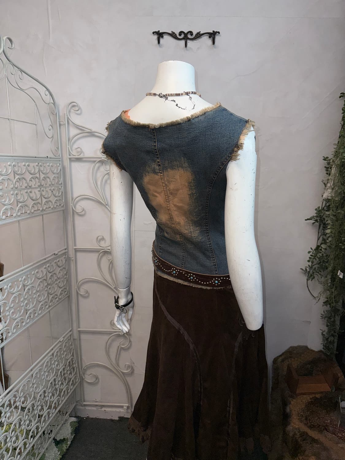 Washing denim shirring laceup sleeveless 상품이미지7