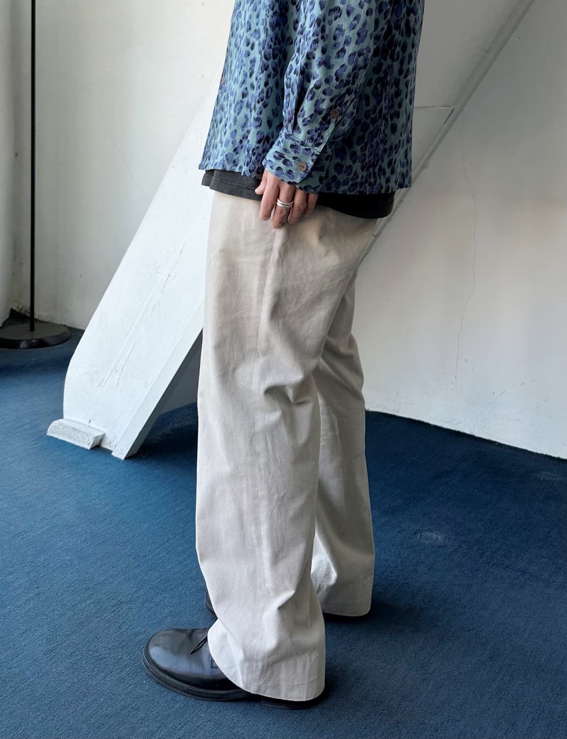 Cord design no tuck wide pants 상품이미지8