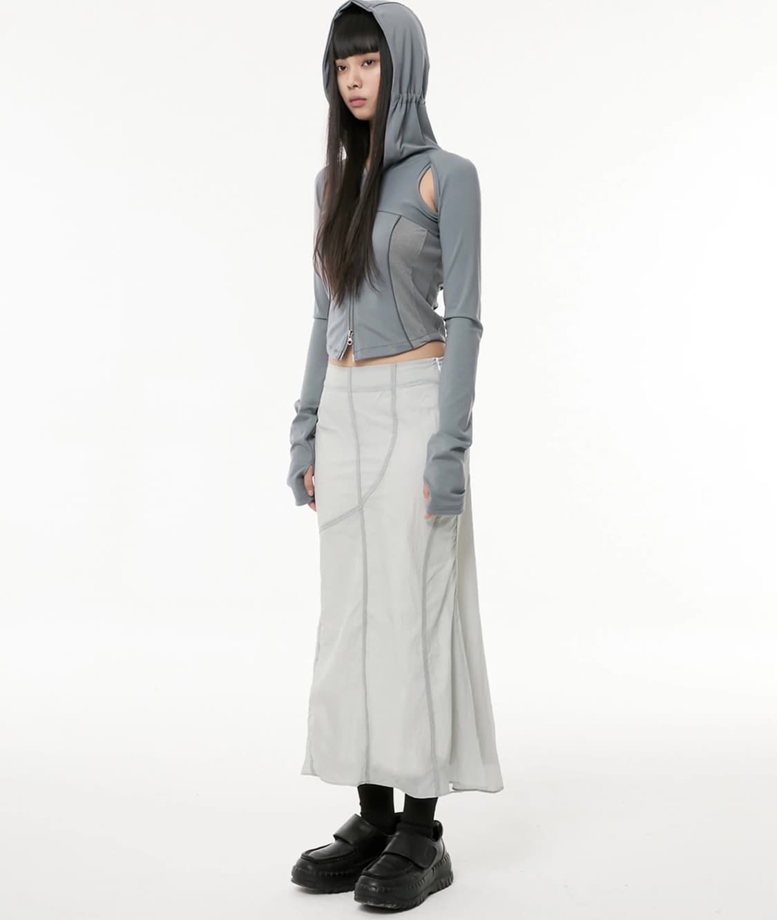 플레어업 디비전 컷아웃 후디드 집업 그레이 상품이미지3