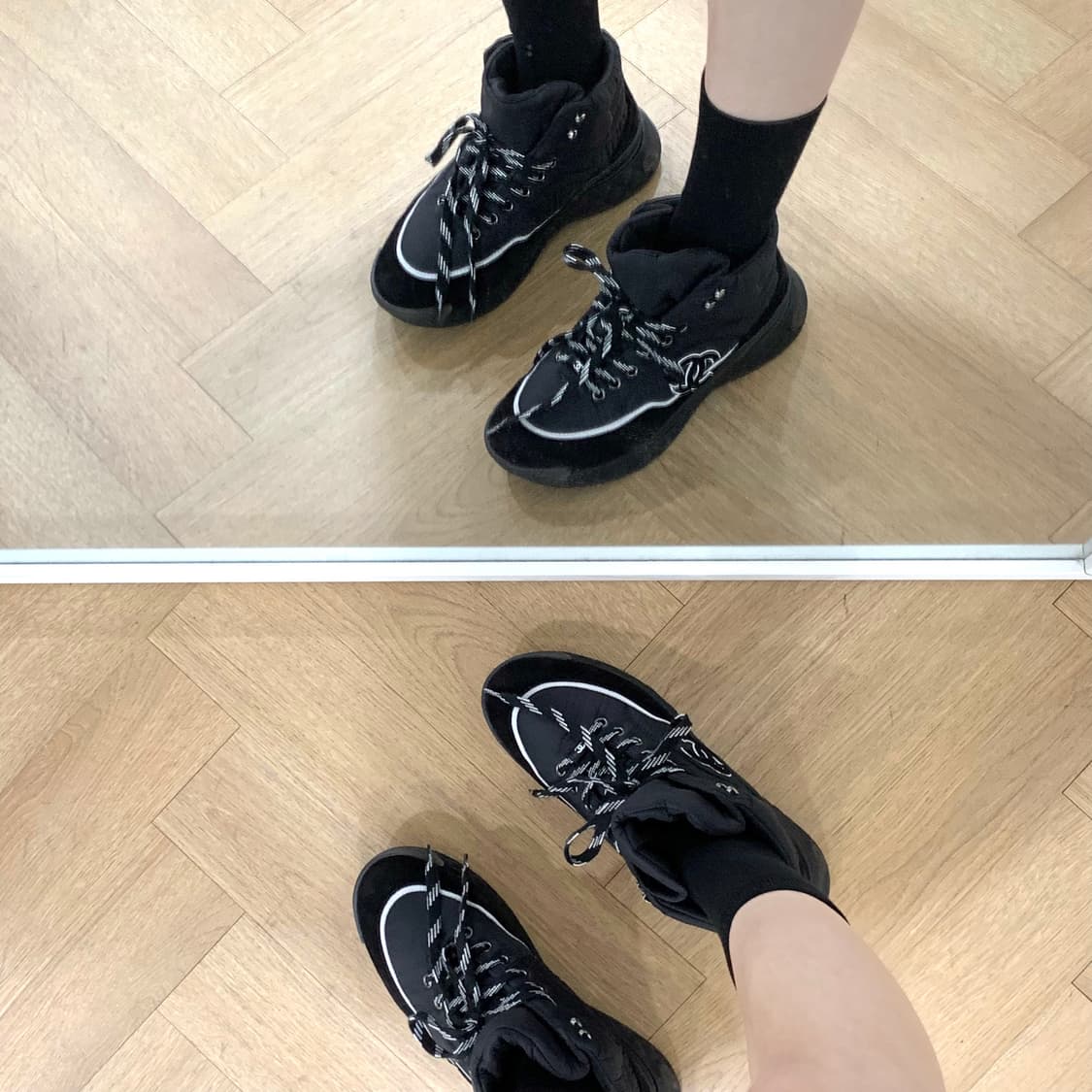 샤넬 패브릭 스웨이드 패딩 스니커즈 쇼트부츠 상품이미지9