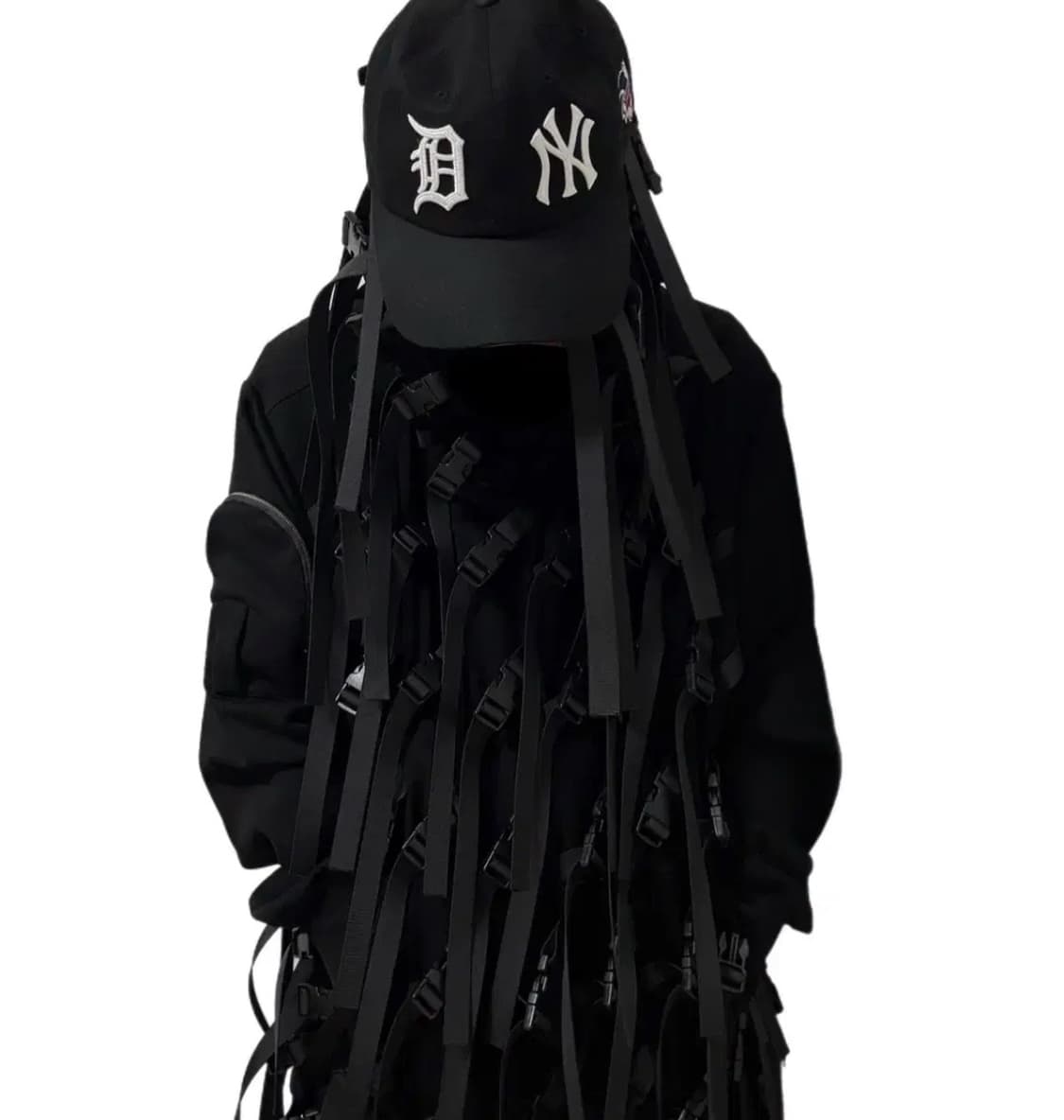 (레어 ) Christian Stone 스트랩본디지 오버핏 후드 블랙 상품이미지1