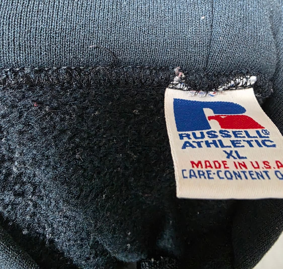 [XL] 90s USA 빈티지 러셀 애슬레틱 후드집업 블랙 하드페이드 상품이미지7