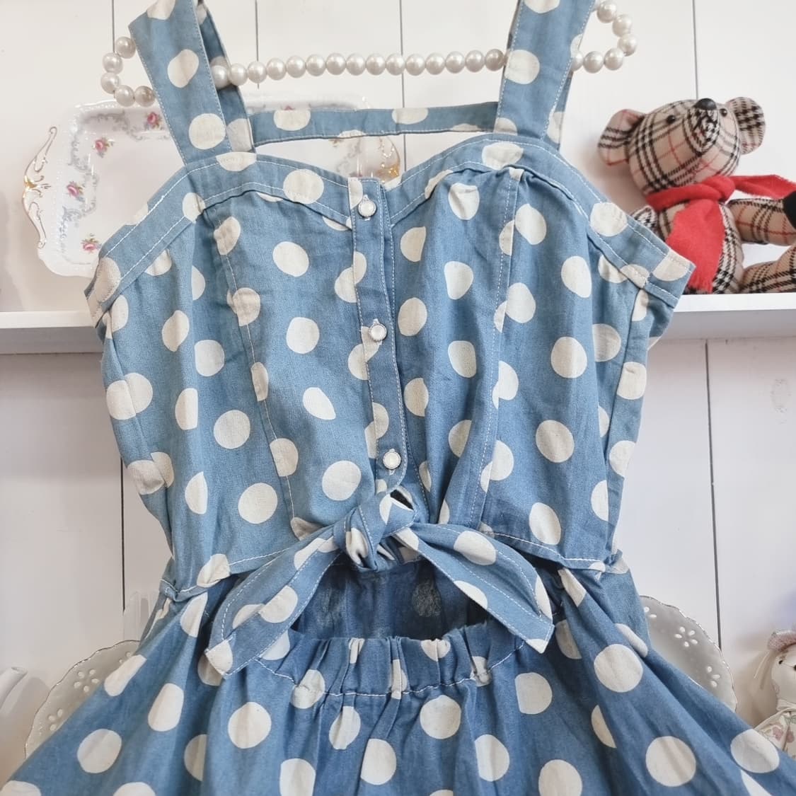 도트 데님 원피스 상품이미지4