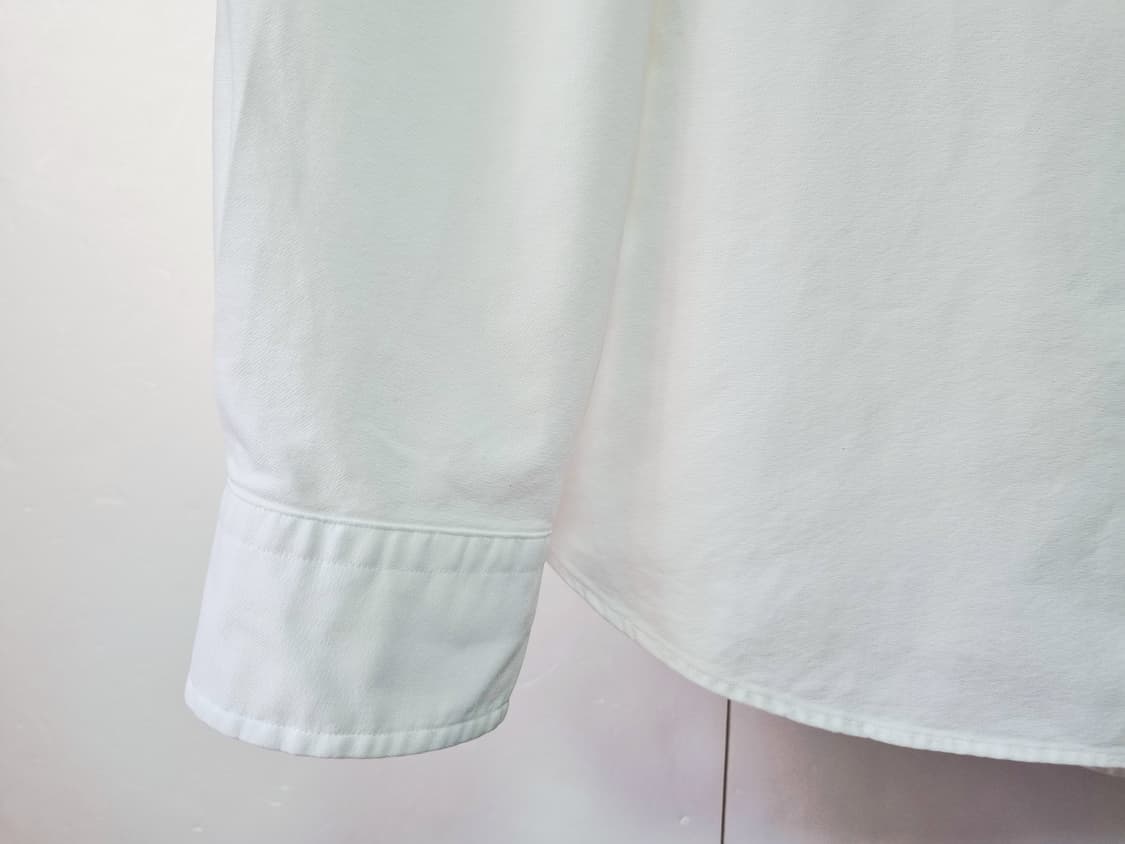 남성 QR 폴로 화이트 흰색 옥스퍼드 긴팔 남방 셔츠 상품이미지3