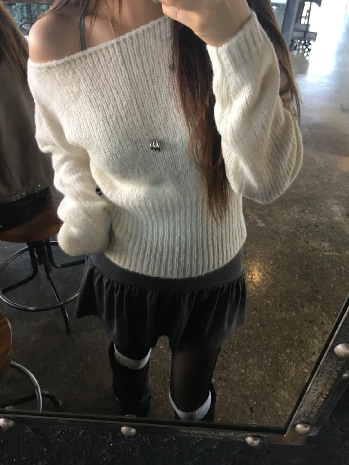 아워캐비넷 알파카 보트넥 니트 - ivory 상품이미지2