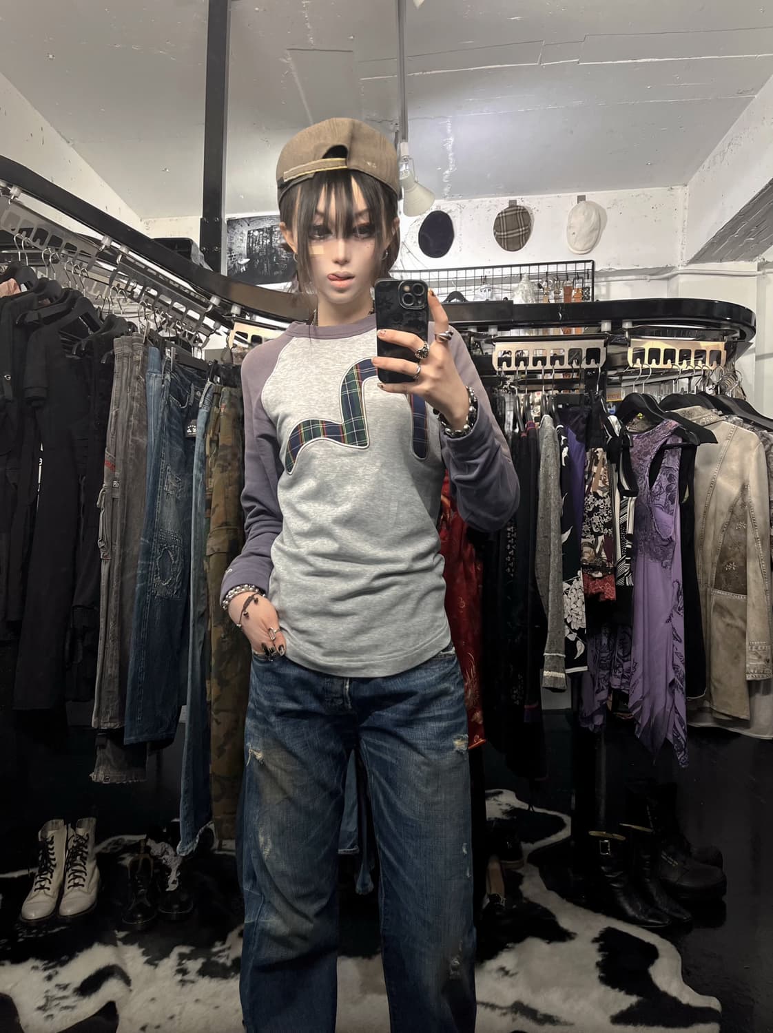 에비수 배색 롱슬리브 상품이미지1