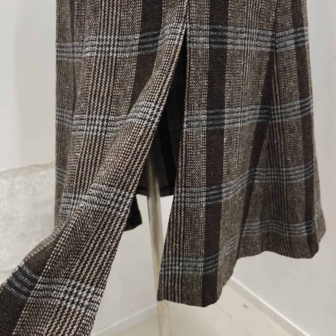 울 체크 앞트임 플레어 스커트 상품이미지6