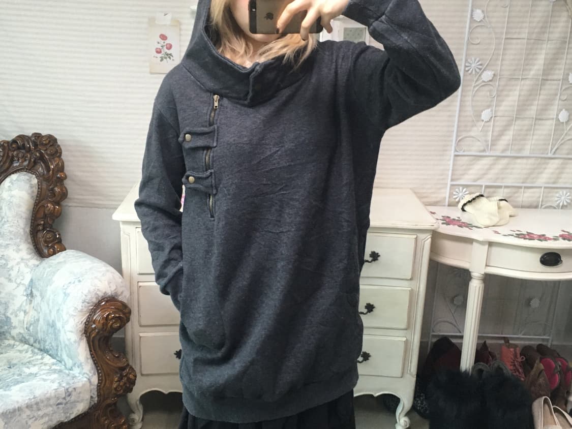 일본빈티지 Y2K 스터드 버튼 기모 후드티 상품이미지2