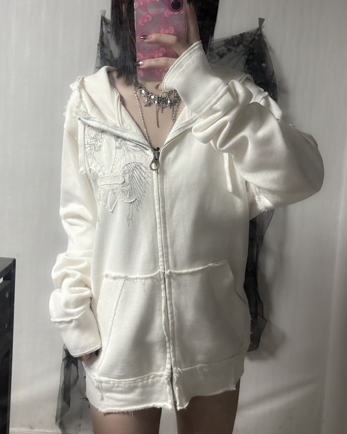 버카루 y2k 패치 포인트 후드집업  상품이미지3