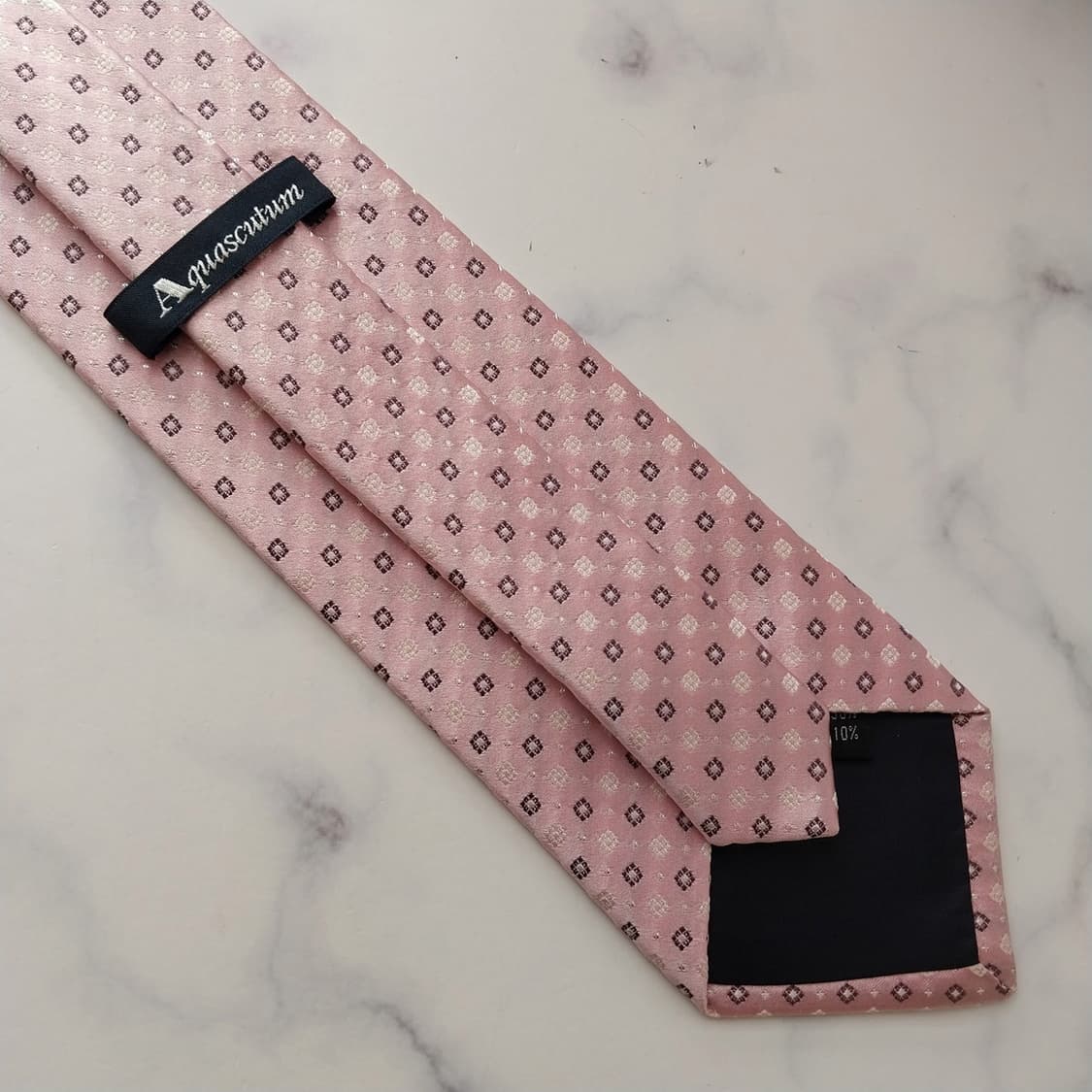 아쿠아스큐텀 실크 핑크 패턴 넥타이 9.4cm A+등급 K1932 상품이미지8