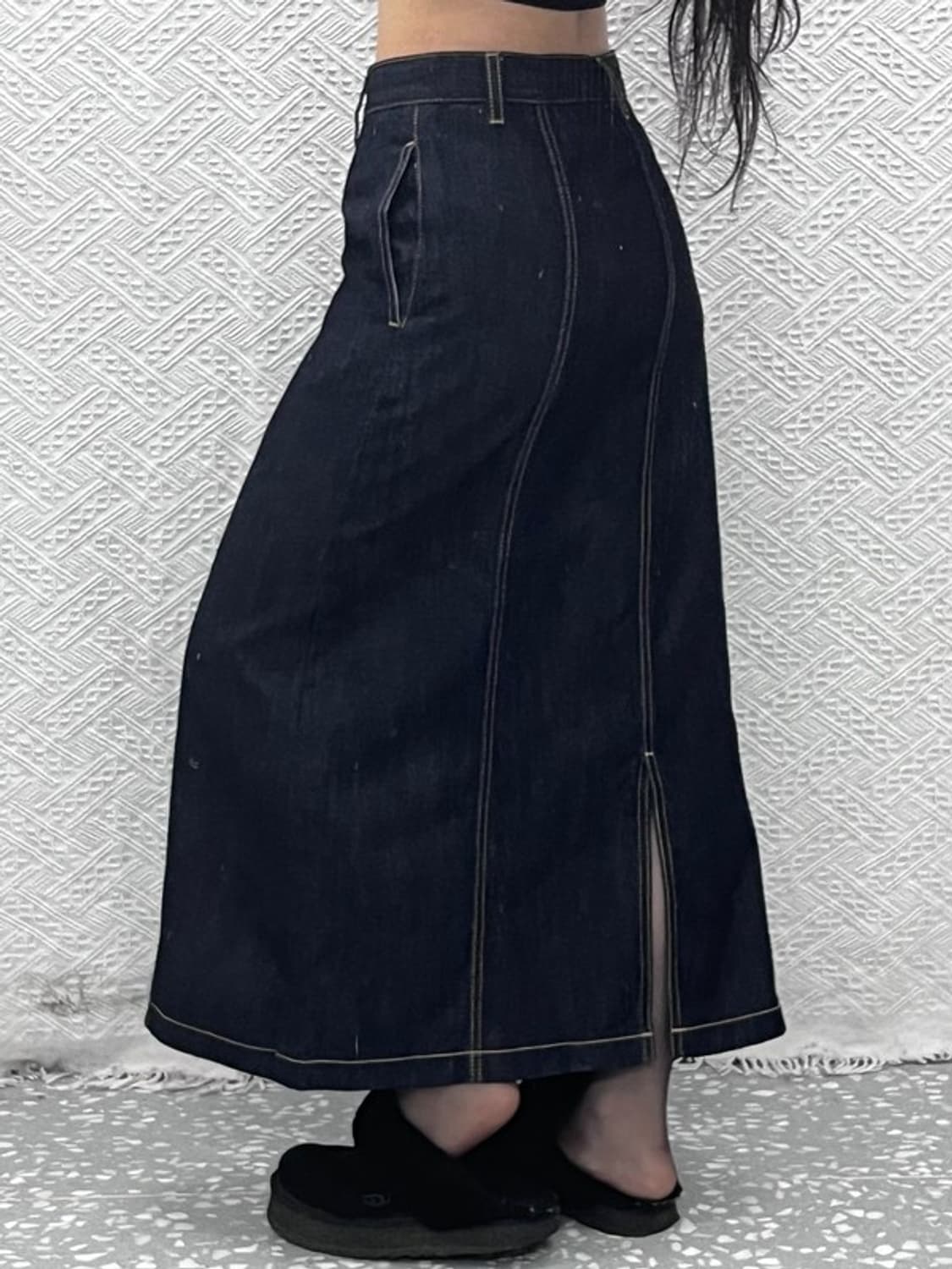 미쏘 빈티지 캐주얼 스티치 데님 롱스커트 28인치 C10403 상품이미지2