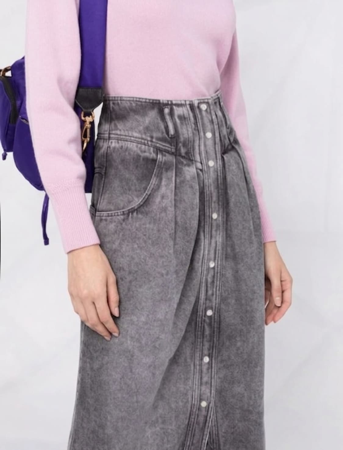 이자벨마랑 에뚜왈 다버튼 데님 미디 스커트 44사이즈 상품이미지3