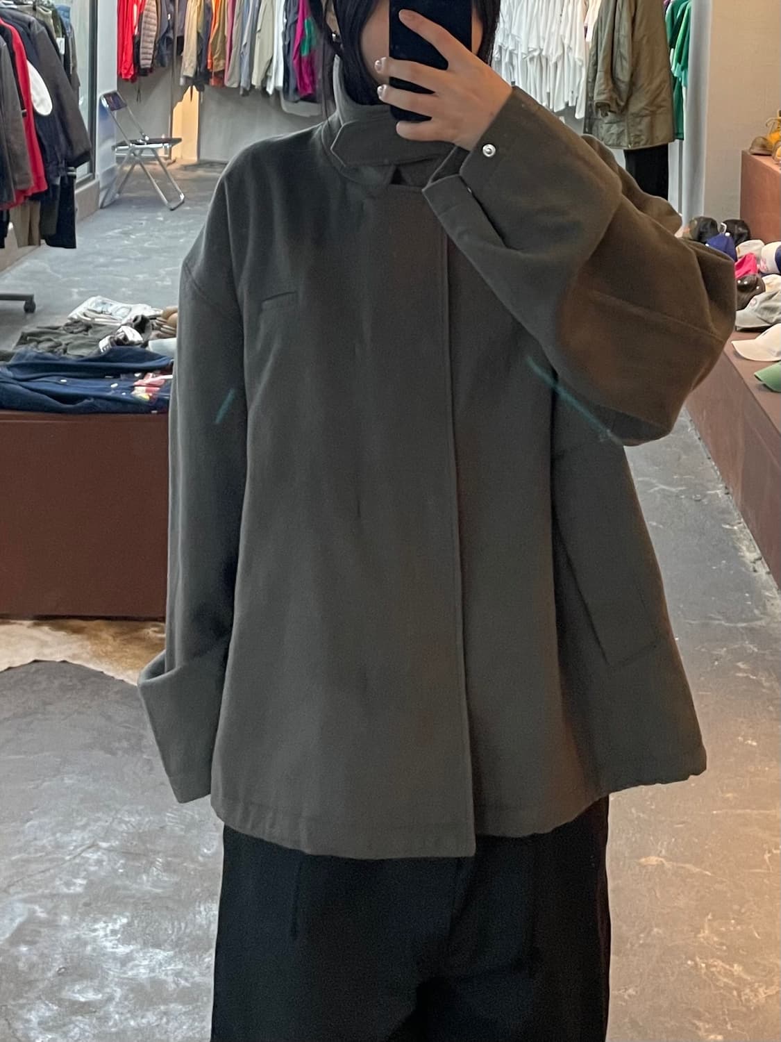 해칭룸 울 애쉬브라운 하프코트 H2122 상품이미지1