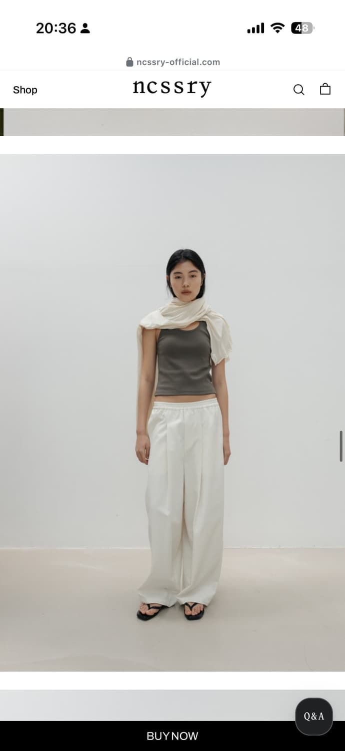 네세서리 Wide Pleated Banding Pants (Cream) 상품이미지1