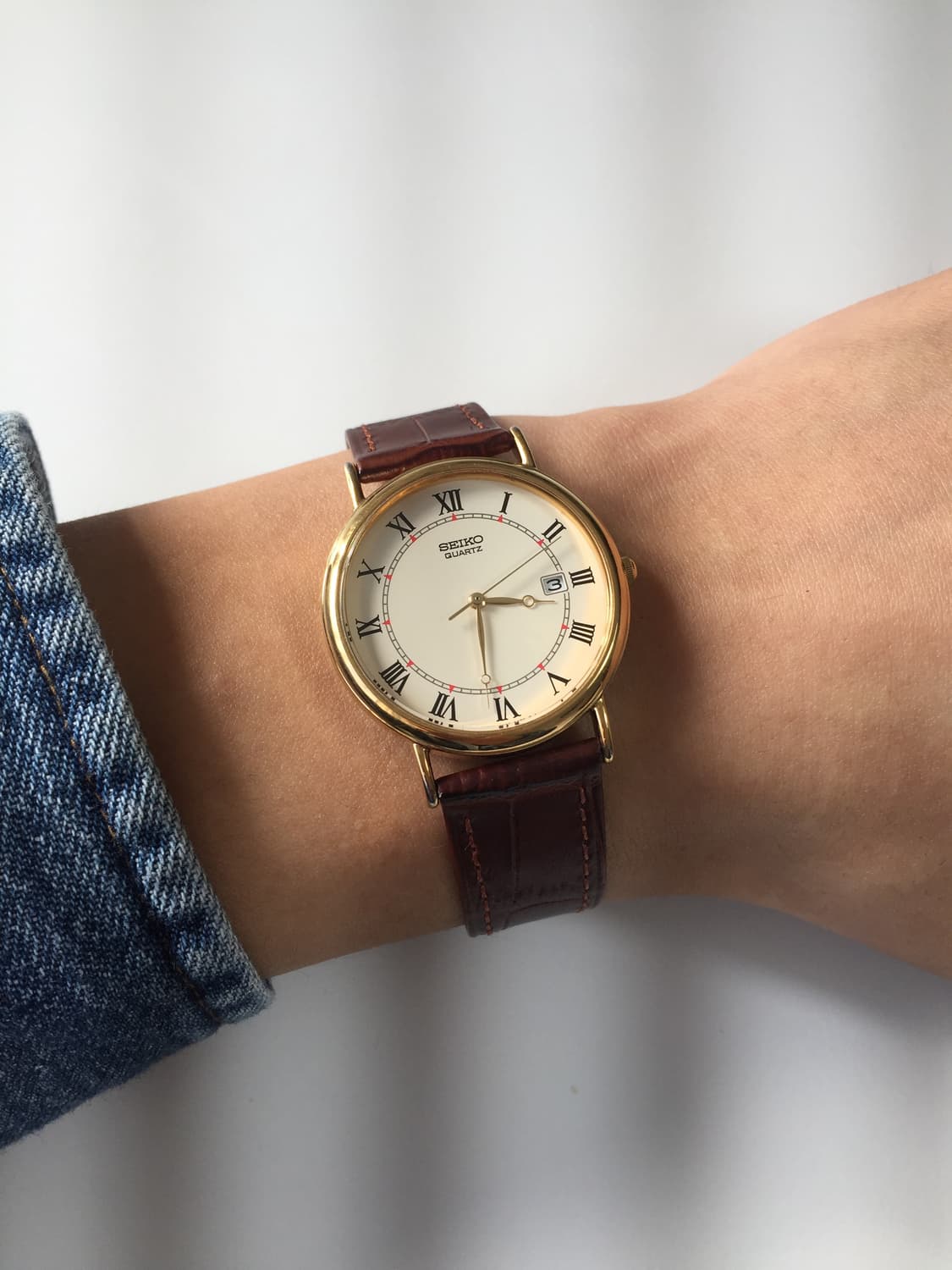 90s seiko roman index gold quartz 상품이미지2