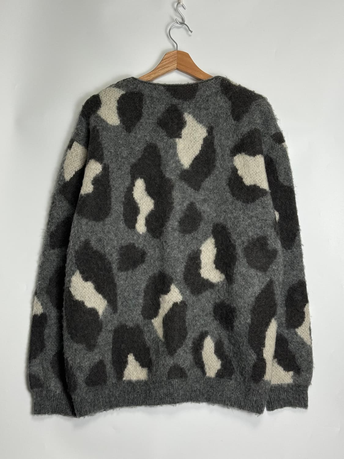 빔즈 그레이 모헤어 샤기 레오파드 가디건 L 상품이미지3
