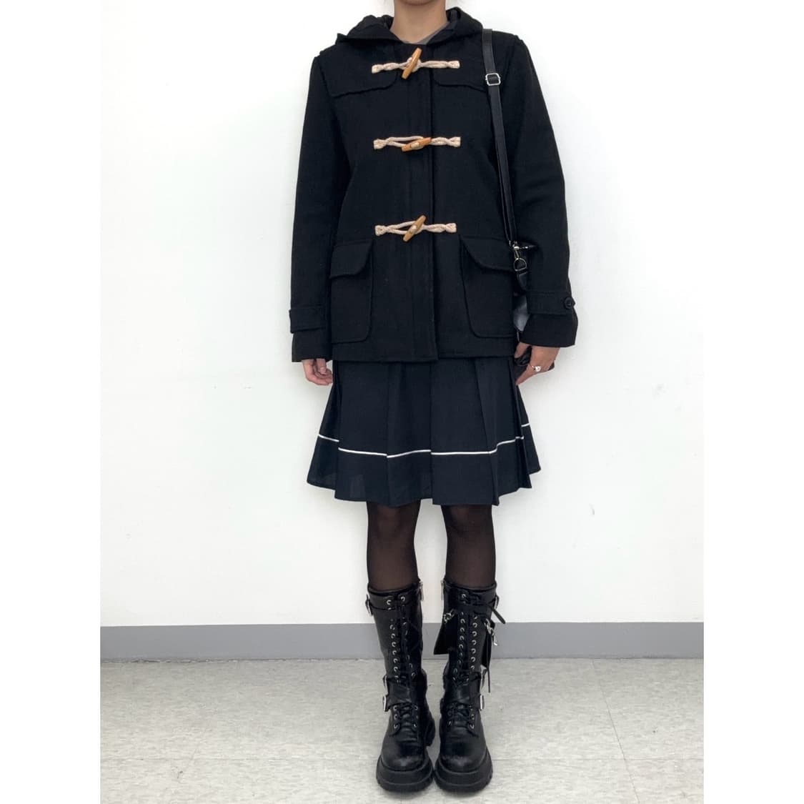 빈티지 블랙 하프 더플 코트 상품이미지2