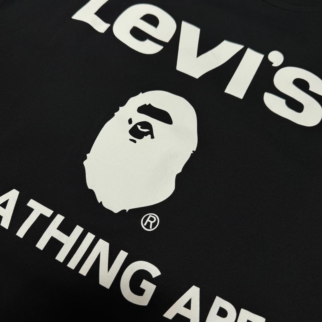 Bape x Levi's 21ss 블랙 패치 프린팅 코튼 크루넥 반팔 상품이미지6