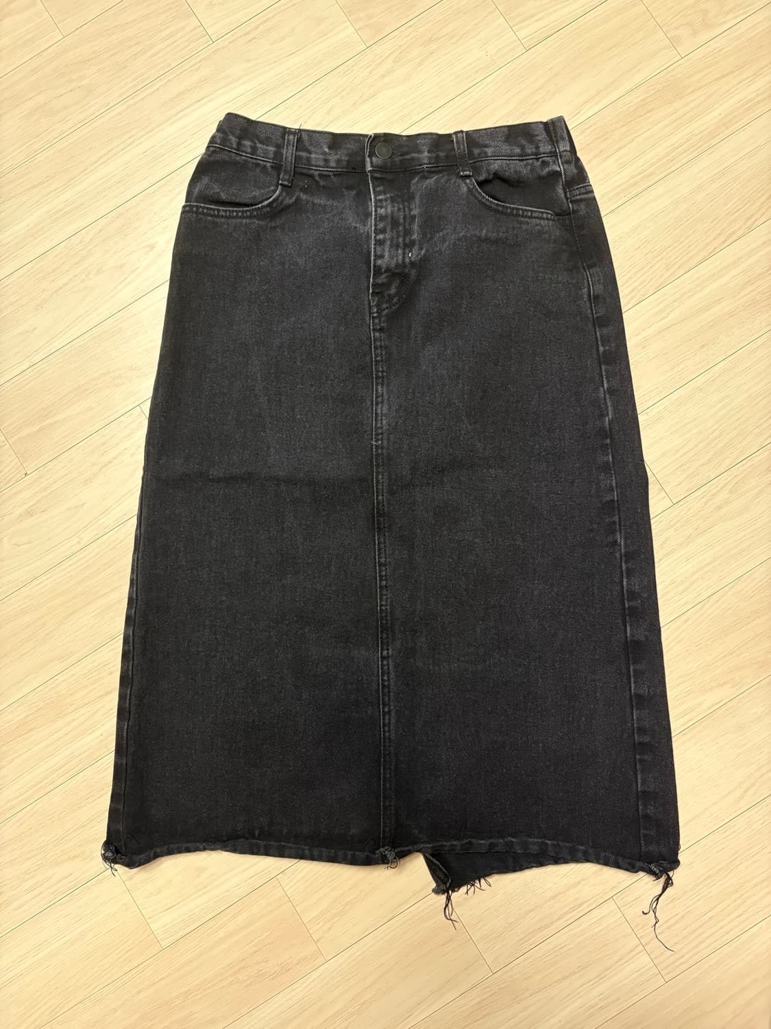 블랙 데님 롱 스커트 상품이미지1