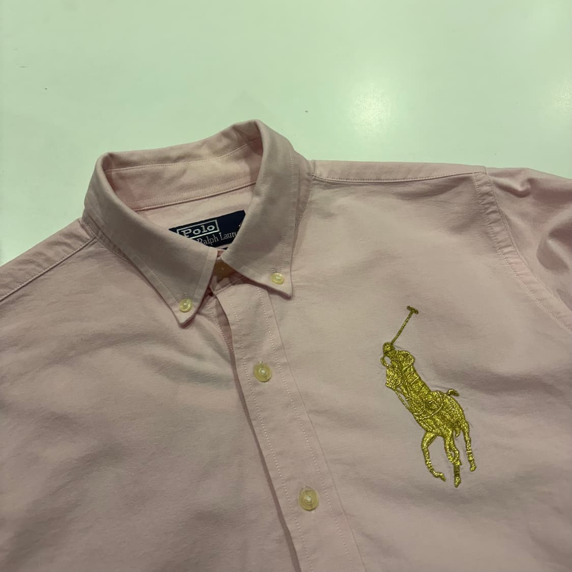 [L] 폴로 랄프로렌 코튼 핑크 골드 빅포니 셔츠 C945 상품이미지3