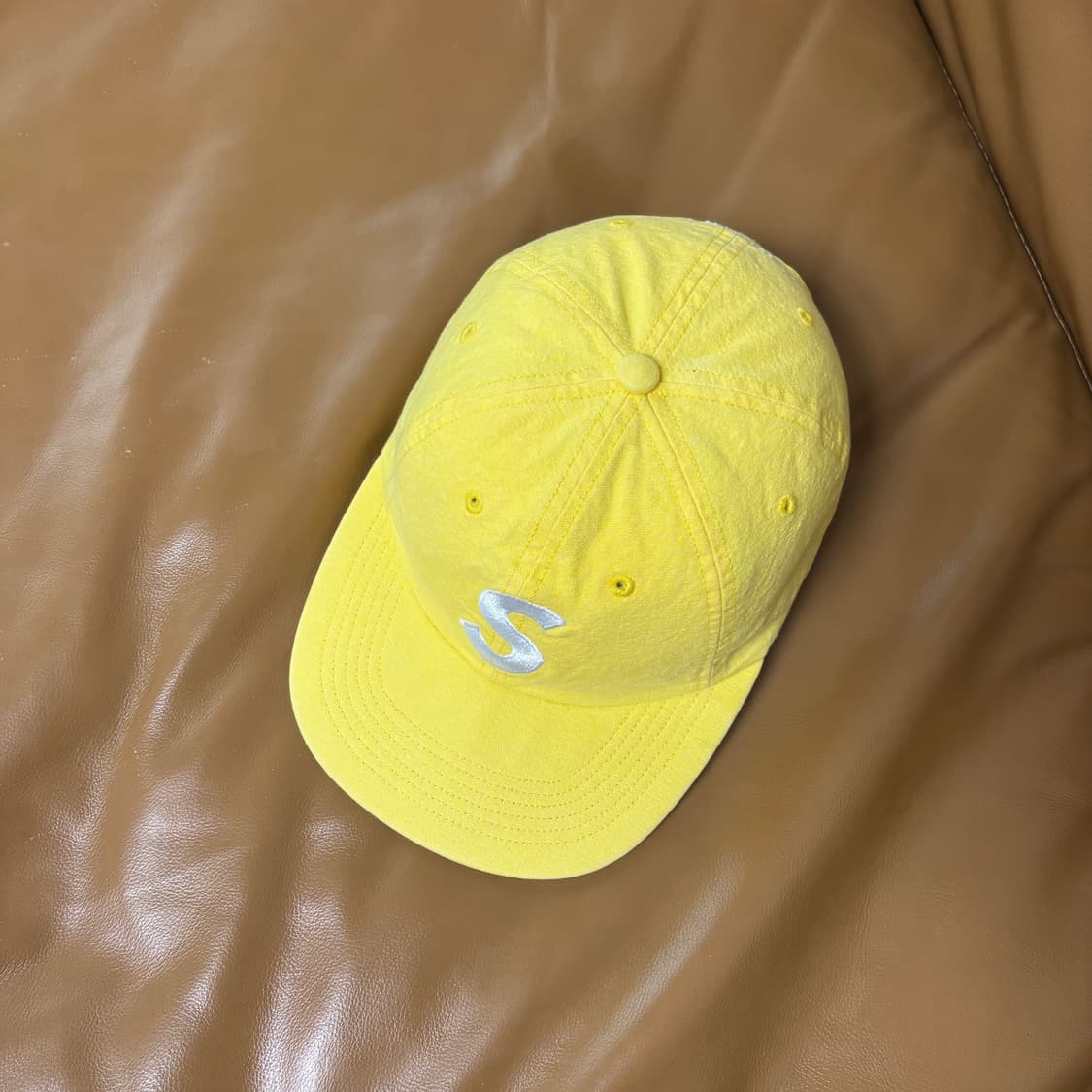 슈프림 S로고 볼캡 모자 워시드 옐로우 상품이미지5