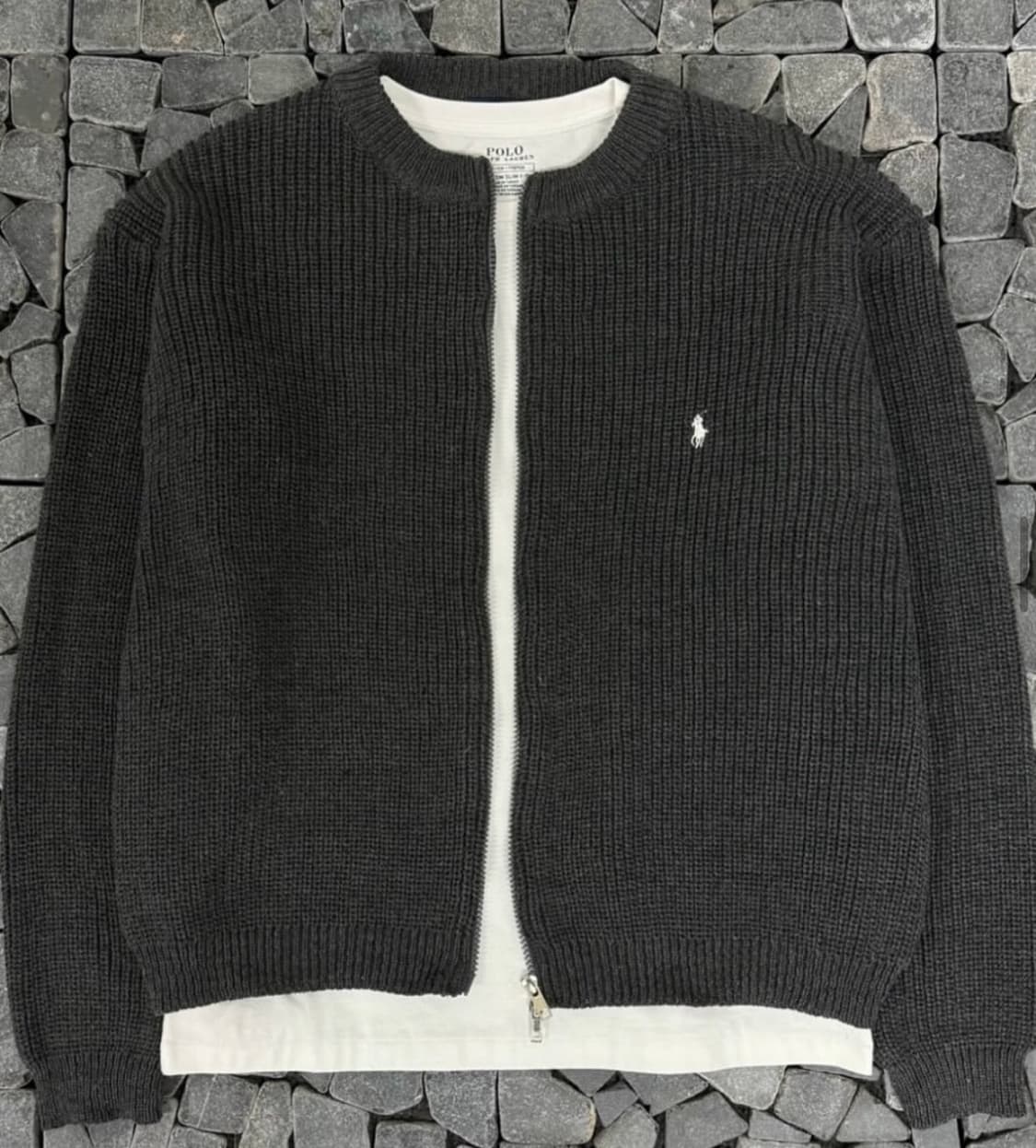폴로 차콜 크롭 니트집업 L 상품이미지1