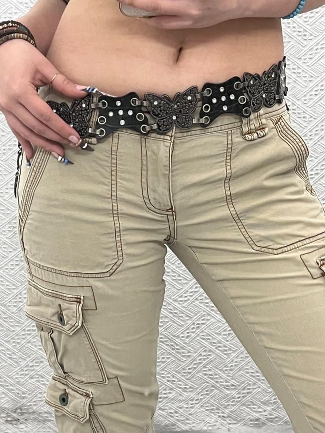 빈티지 보헤미안 에스닉 나비 큐빅 메탈 벨트 C07637 상품이미지1