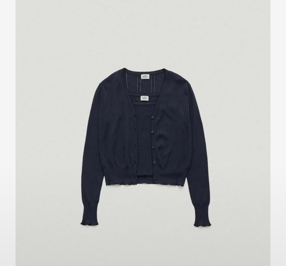 더바넷 Cotton Eyelet Knit Cardigan+슬리브리스 상품이미지1
