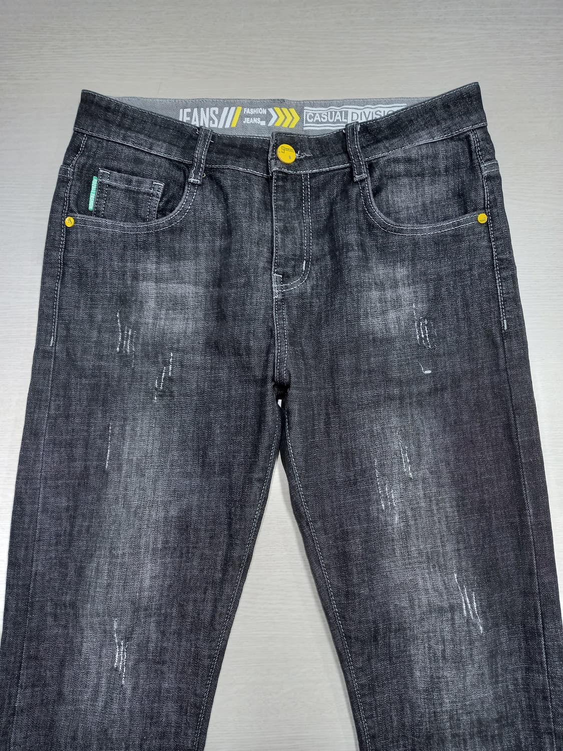 32 ROZALL 데미지워싱 스판 슬림일자진 흑청 32-362 상품이미지3