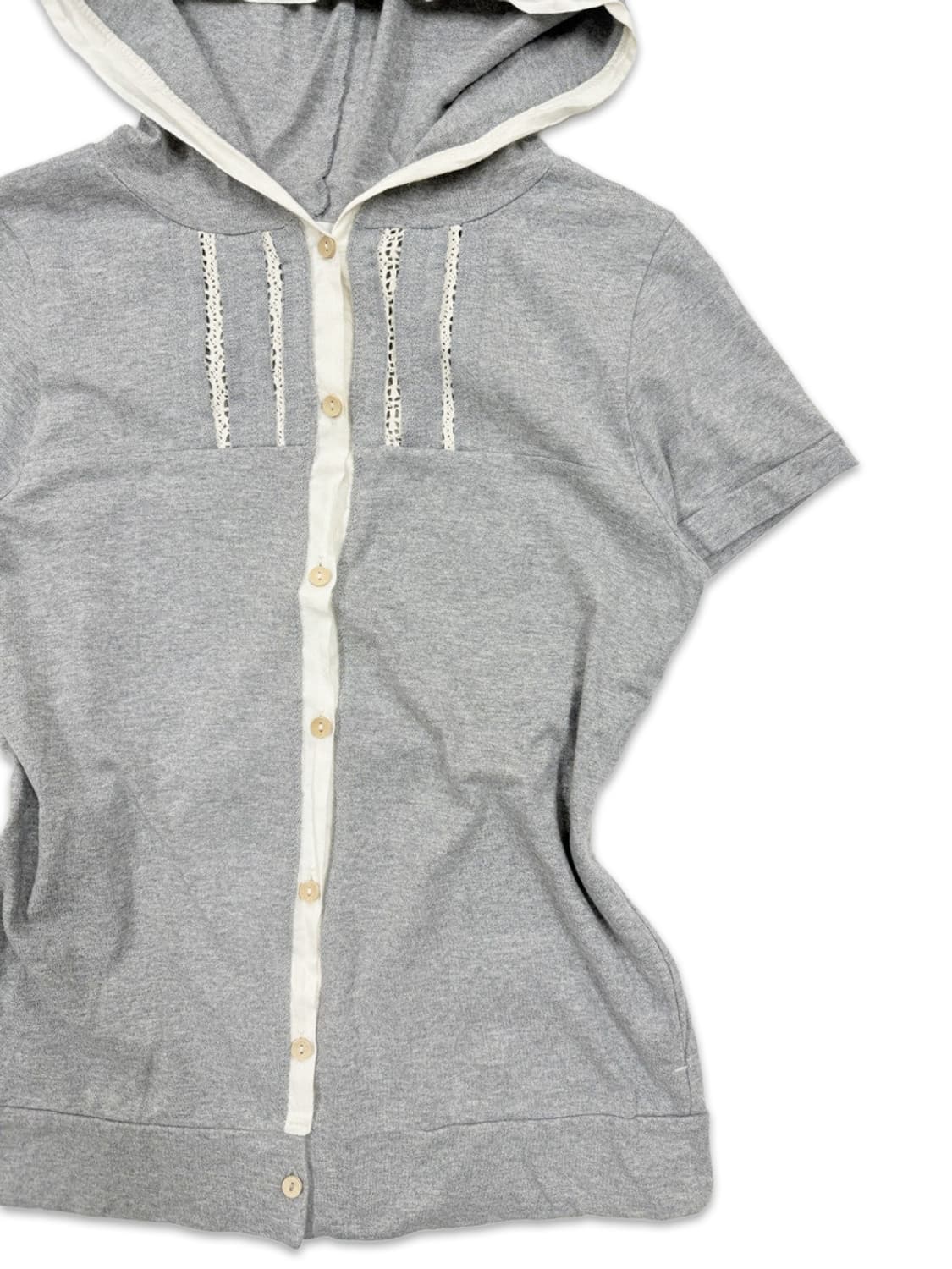 빈티지 그레이 모리 반팔 후드티 상품이미지3