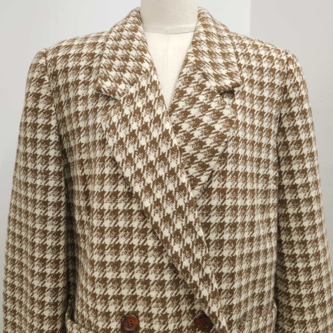 울 하운드투스 체크 더블버튼 클래식 롱코트 상품이미지4