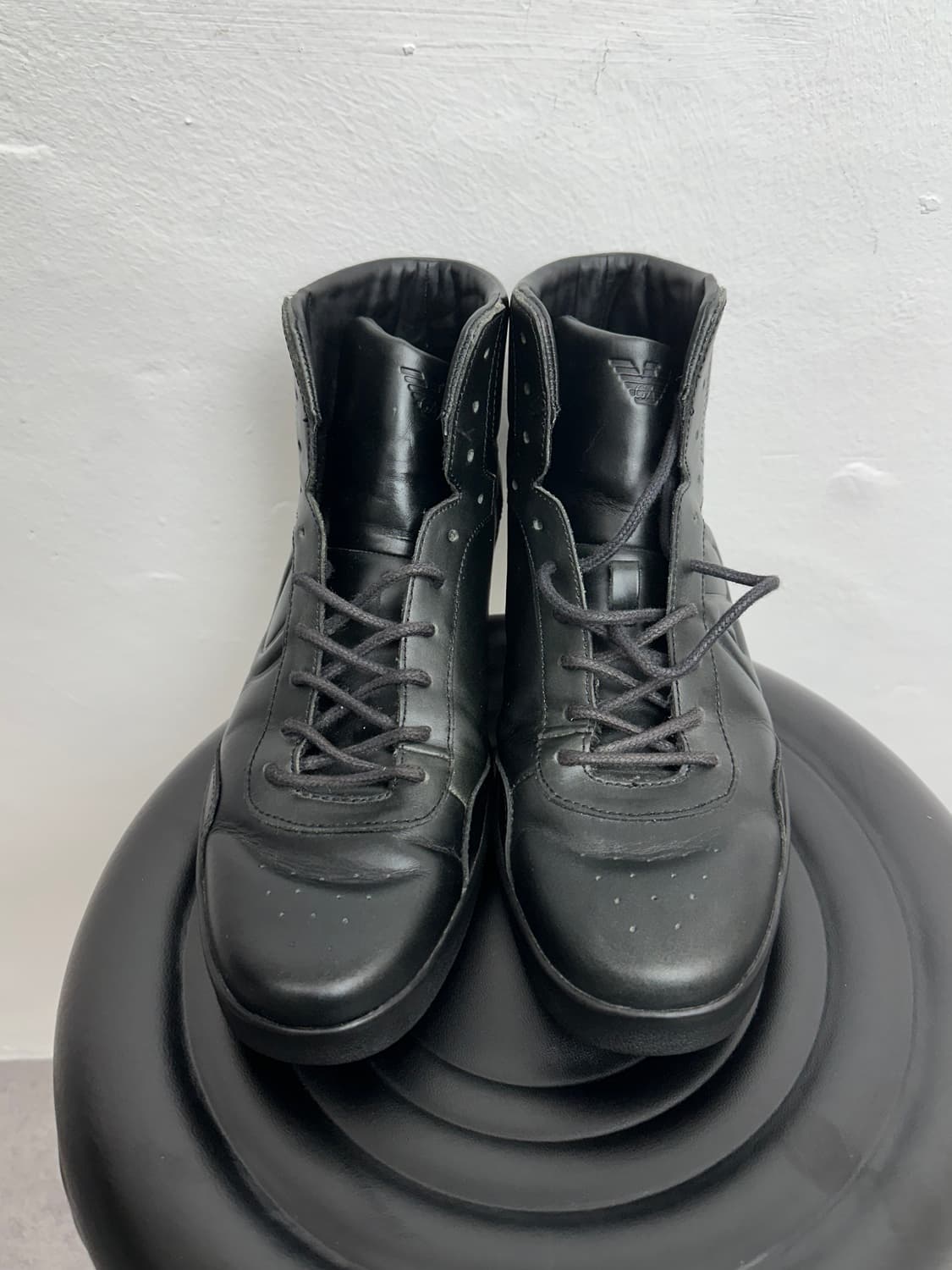Armani Jeans Logo Black Leather High-Top 상품이미지6