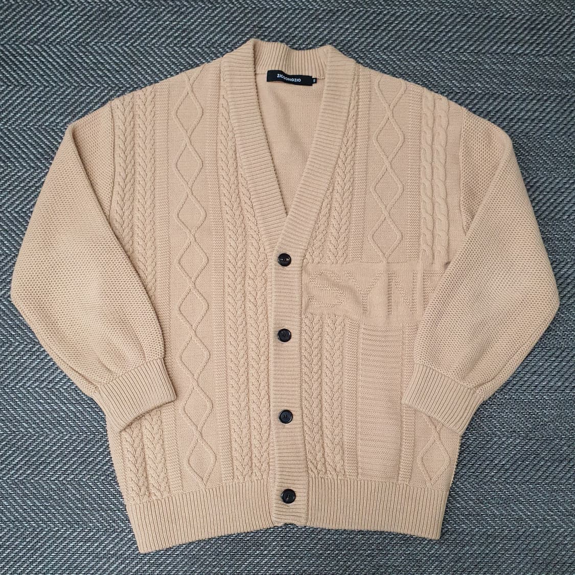지오송지오 케이블 블럭 가디건 남자110~115 상품이미지3