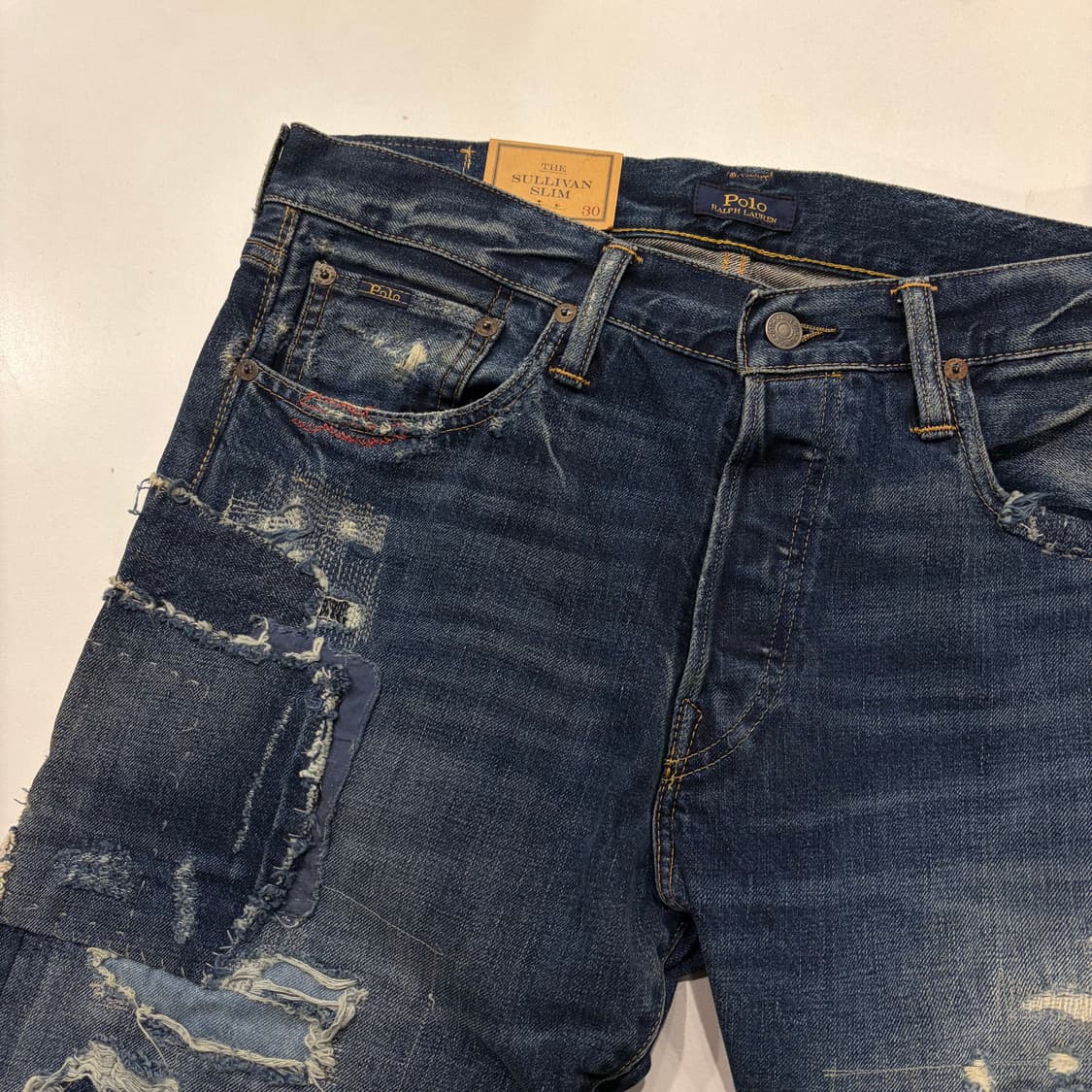 [34x30] 폴로 랄프로렌 패치워크 데미지 디스 데님 팬츠 B901 상품이미지3