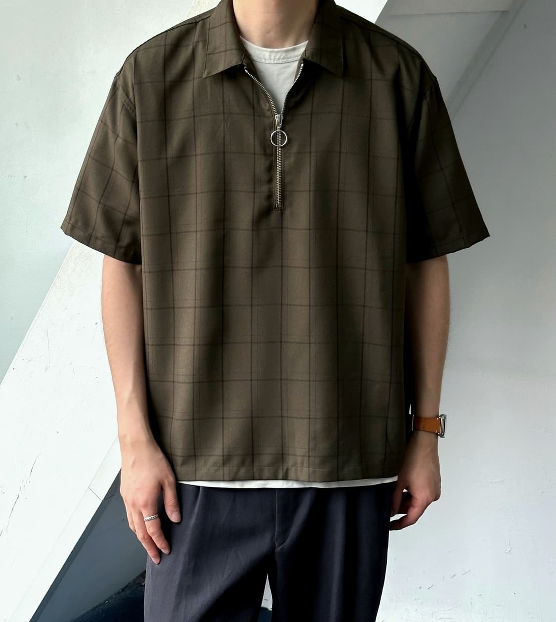 Zip design check P/O top 상품이미지6