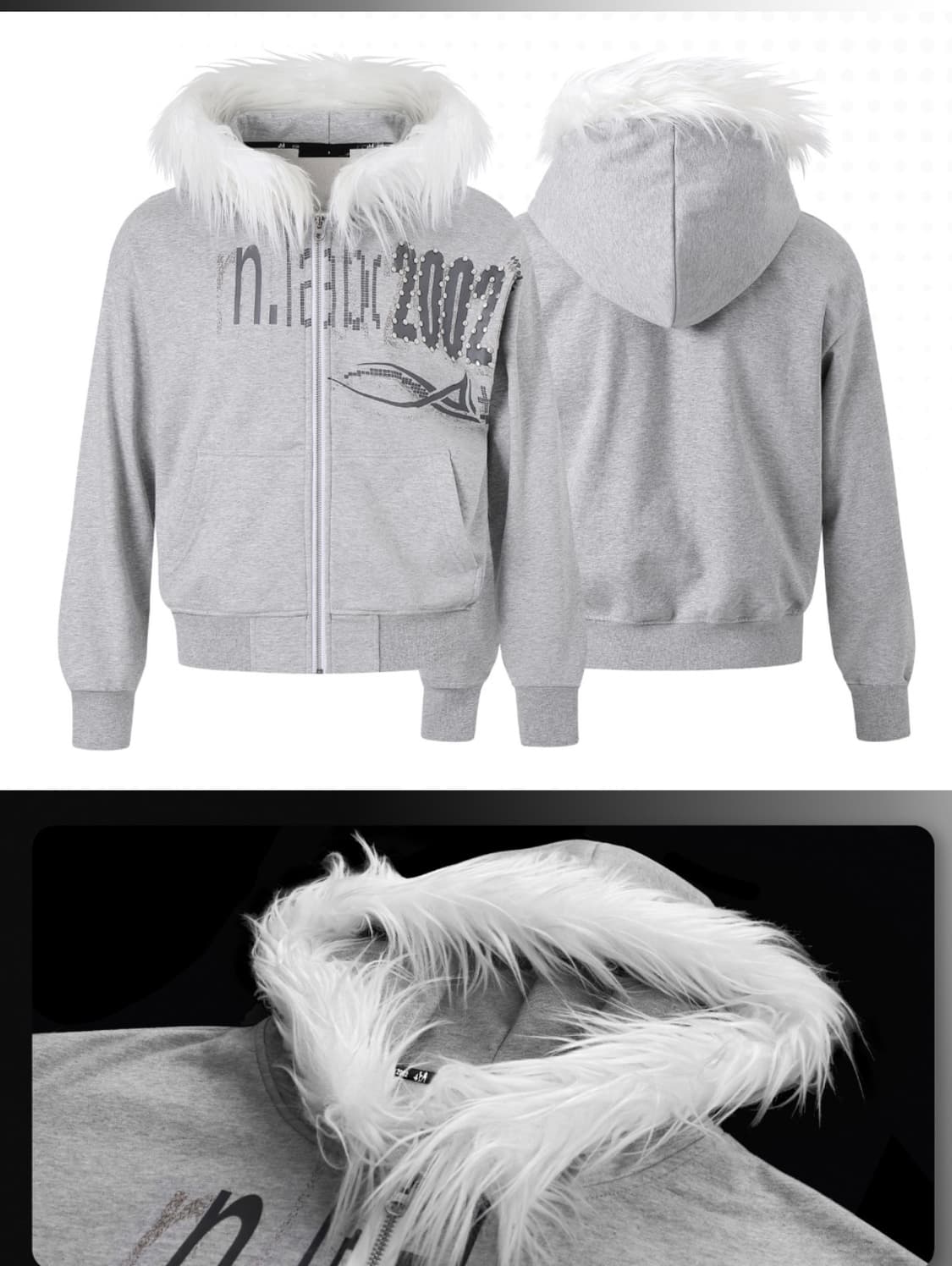 비엑세스 퍼 후드집업 그레이 상품이미지5