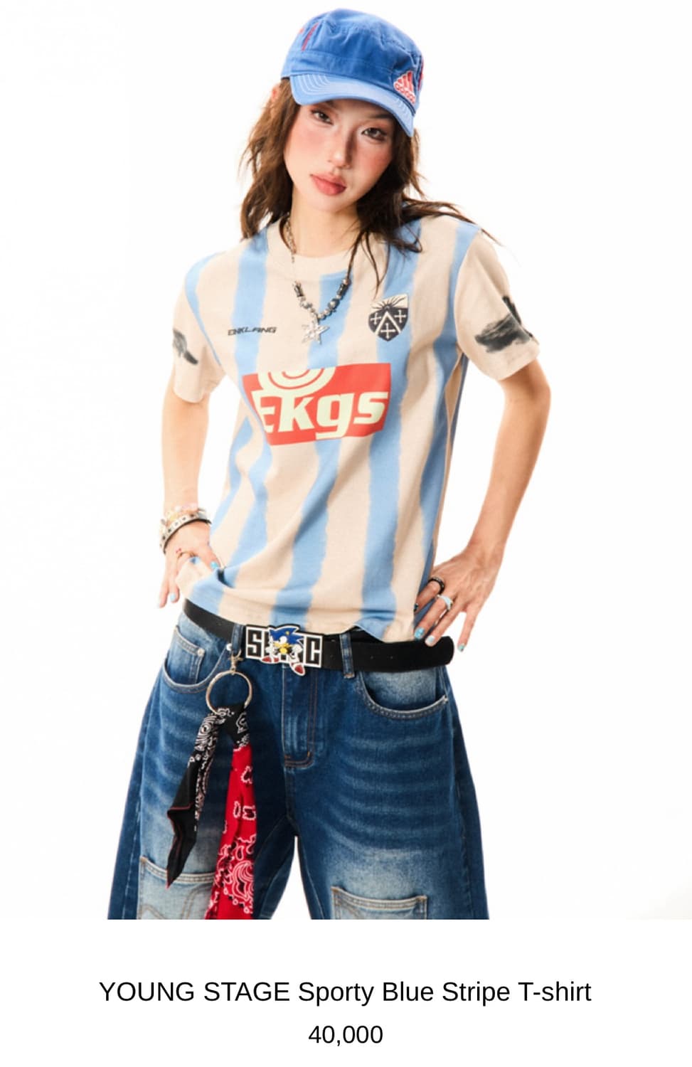 YOUNG STAGE Sporty Blue Stripe 디어마이키코 상품이미지1