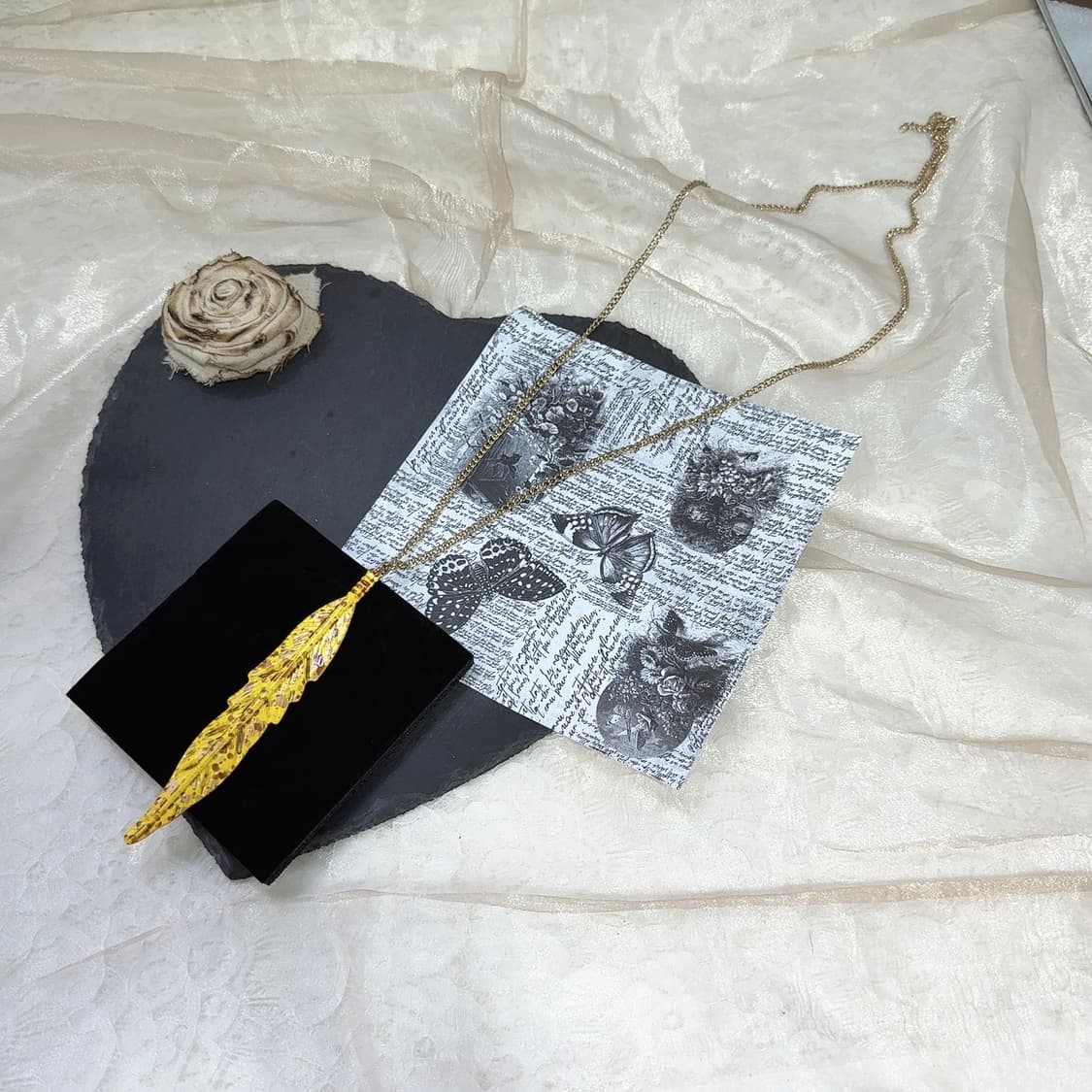 빈티지  에나멜 잎 쿠바체인 목걸이 상품이미지2