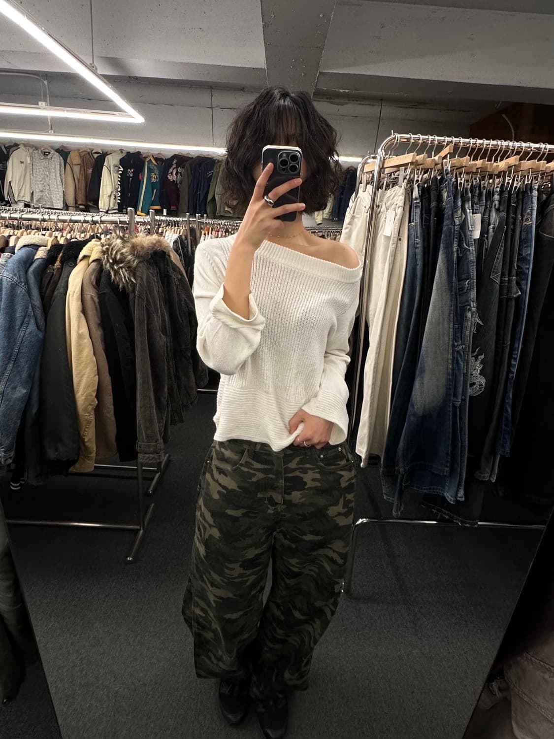 M)MACA 빈티지 여성 아이보리 루즈넥 니트 상품이미지1