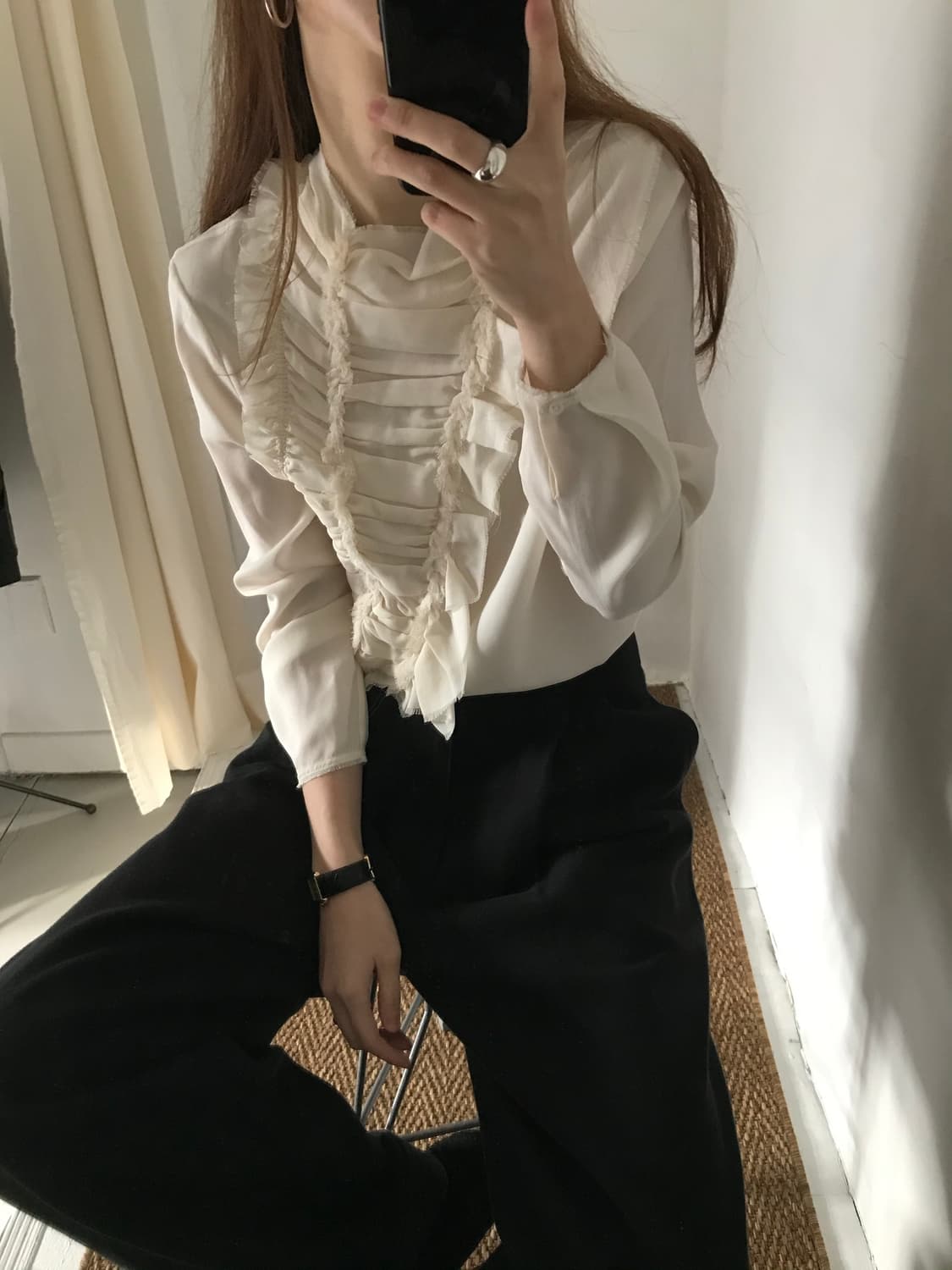 frill silk blouse 상품이미지1