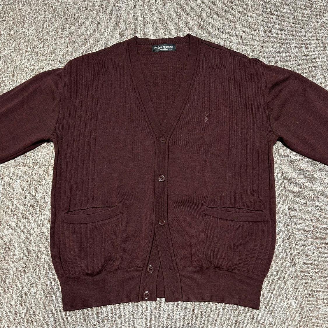 S) YSL 생로랑 입생로랑 버건디 가디건 상품이미지4