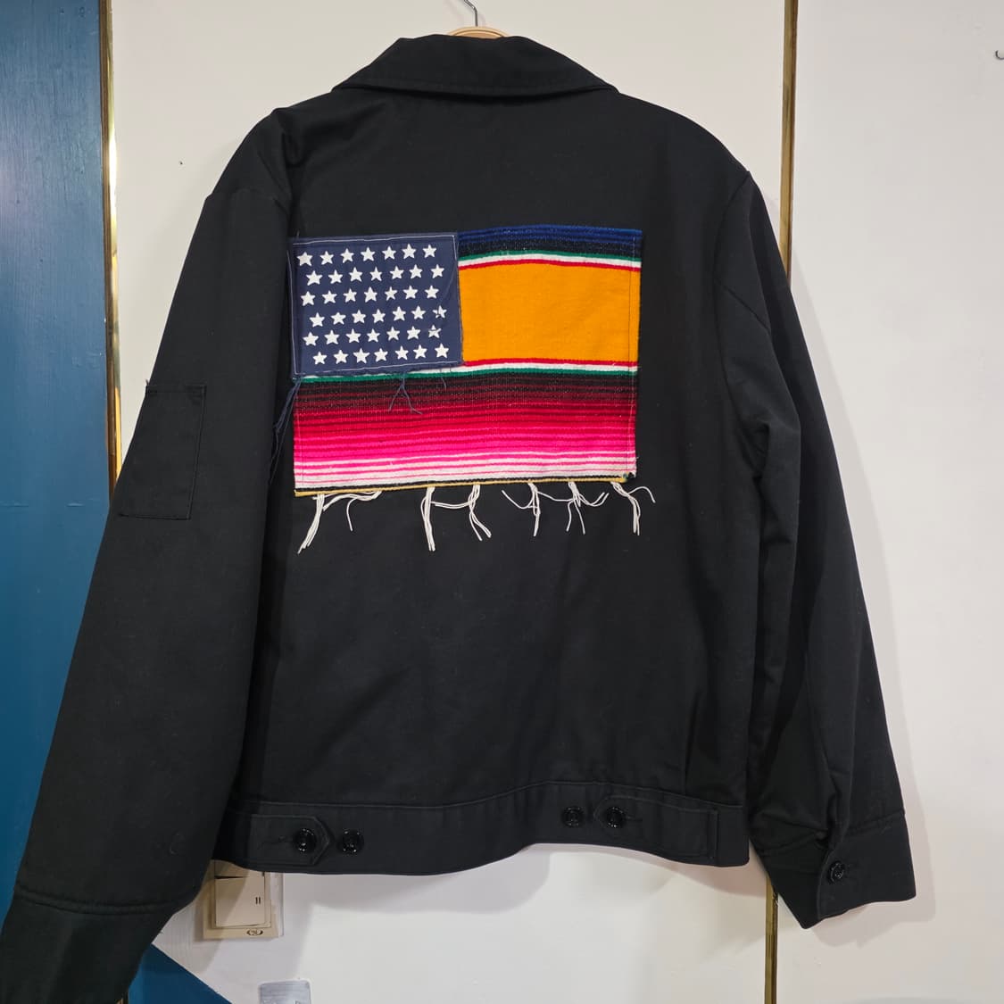 디키즈 AKOMPLICE 콜라보 누빔 블랙 성조기 자켓 M 상품이미지3