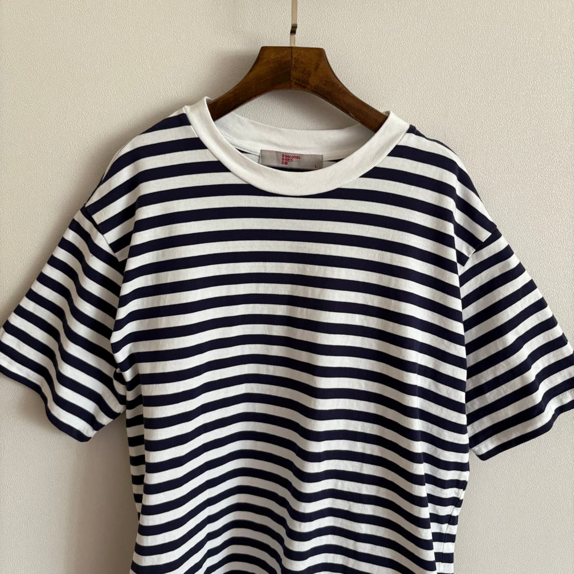 8세컨즈 네이비 스트라이프 반팔 티셔츠 L(100) 상품이미지3