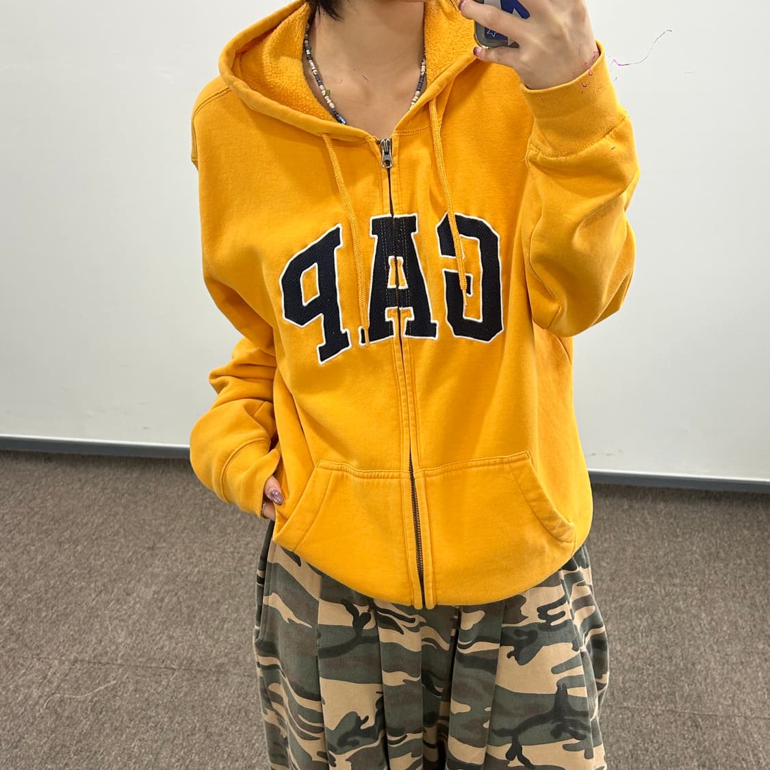 GAP 갭 네이비로고 딥옐로우 후드집업 상품이미지2