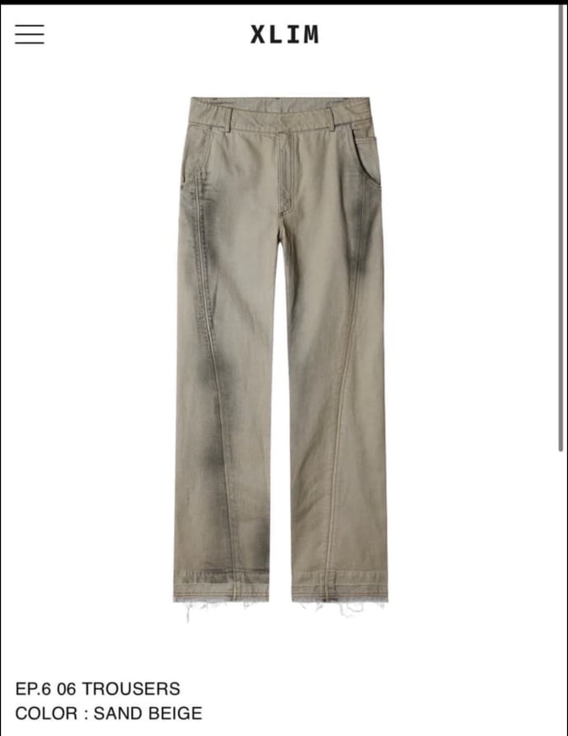 Xlim ep.6 06 trousers 교환 L <-> M 상품이미지1